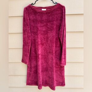 Pure Jill J Jill Velvet Velour Shift Dress Pink/ Purple Pockets Women's SZ M A22